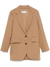 Max Mara Notched Lapels Single-breasted Jacket With Split Cuffs In Marrone