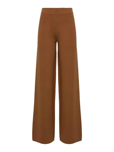 Max Mara Marzia Trousers In Viscose Yarn In Brown