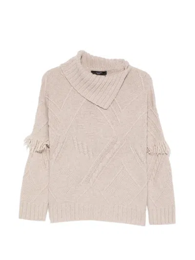 Max Mara Mastro Fringed Sweater In Neutral