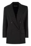 Max Mara Double-breasted Wool Jacket With Pinstripe Design