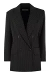 Max Mara Double-breasted Wool Jacket With Pinstripe Design