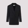 Max Mara Mattia Pinstriped Wool Blazer In Black