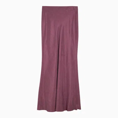 Max Mara Mauve Long Skirt In Linen Blend