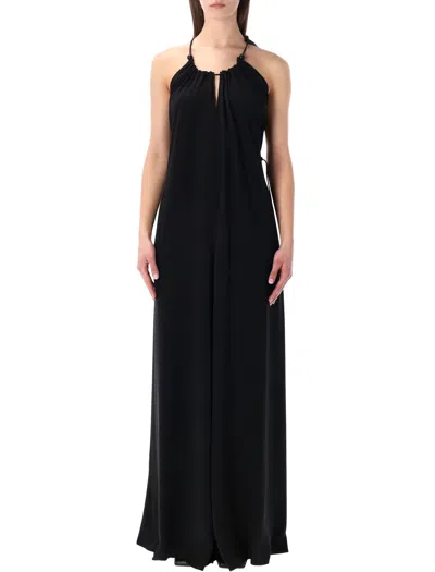 Max Mara Alamaro Fluid Satin Sleeveless Jumpsuit In Black