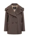 Max Mara Double-breasted Wide-lapel Jacket In Brown