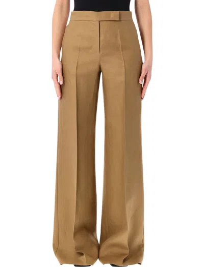 Max Mara Badesse Wide-leg Linen Trousers In Brown