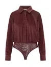 Max Mara Body Shirt In Velvet In Burgundy