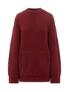 Max Mara Bordeaux Wool Sweater With Front Pocket In Red