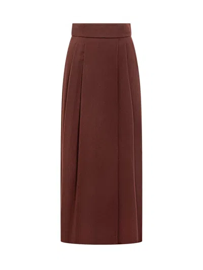 Max Mara Brown Pleated Midi Skirt