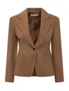 Max Mara Camel One-breasted Blazer In Brown