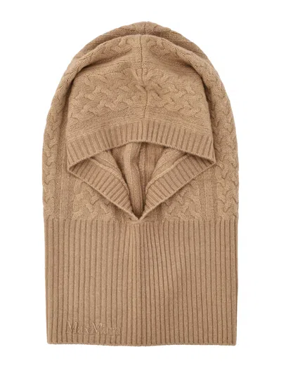 Max Mara Cashmere Cable-knit Balaclava In Brown