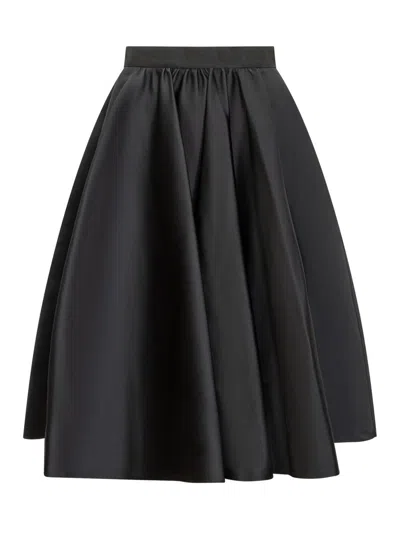 Max Mara Elegant Studio Midi Skirt In Black Satin