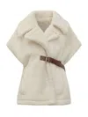 Max Mara Faux Fur Vest With Belt In White