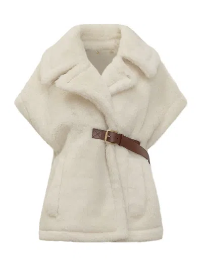 Max Mara Faux Fur Vest With Belt In White