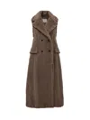 Max Mara Long Camel Fur Vest In Brown