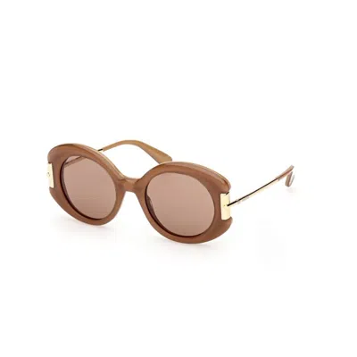 Max Mara Mxobadia Glasses Camel In Brown