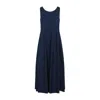 Max Mara Blue Cotton Poplin Moira Ss Long Dress