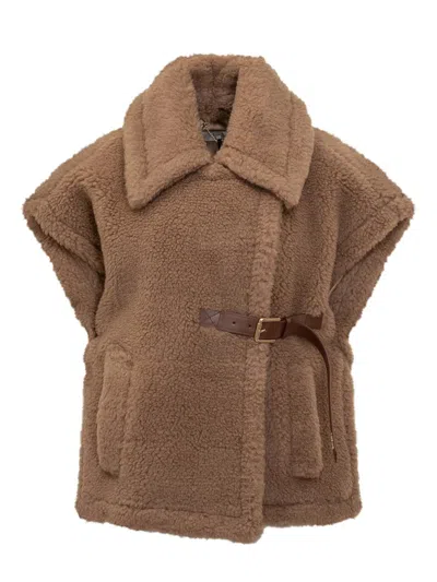 Max Mara Newabavo Shearling Hat In Brown