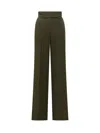 Max Mara Olive Green High Waist Pants In Green