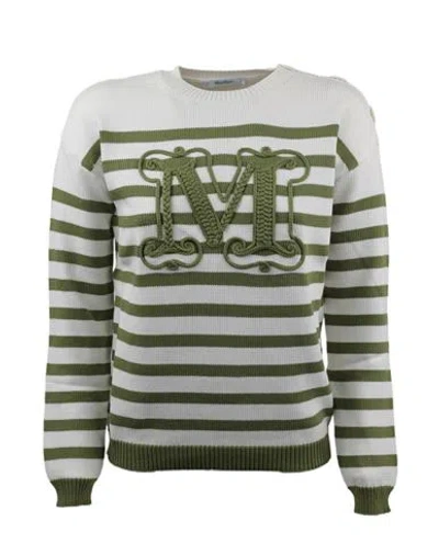 Max Mara Pullover Woman Sweater Green Size M Cotton In Multi