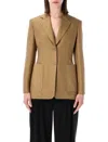 Max Mara Single-breasted Linen Blazer In Brown