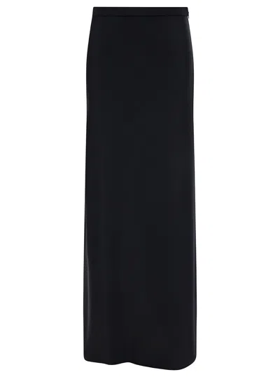 Max Mara Maxi Black Skirt With Invisible Zipò In Polyamide And Cotton Woman