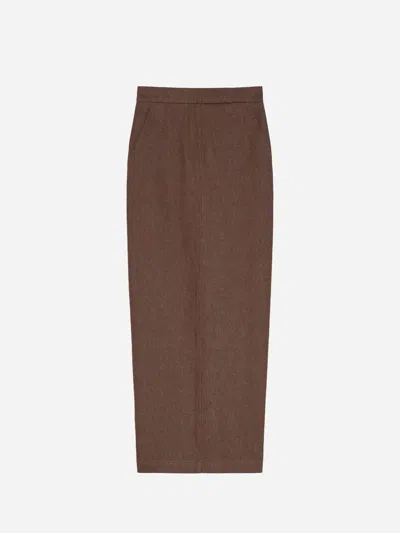 Max Mara Maxi Denim Skirt In Brown