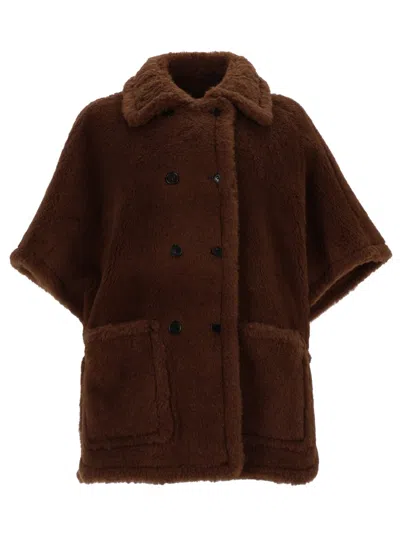 MAX MARA MAX MARA MAXI HORSE-PRINT PONCHO IN ALPACA WOOL & CASHMERE WITH SILK TRIM