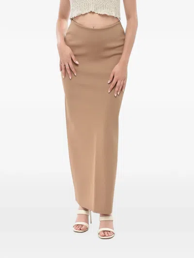 Max Mara Maxi Knit Pencil Skirt In Gold