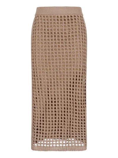 Max Mara Maxi Net Cotton Skirt In Sand