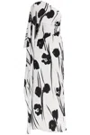Max Mara Printed Silk One-shoulder Dress In White