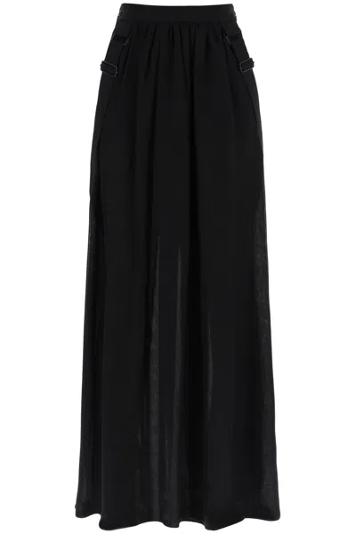 Max Mara Maxi Silk Chiffon Jedy Skirt In In Black