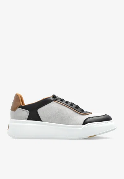 MAX MARA MAXI URBAN SUEDE AND LEATHER SNEAKERS