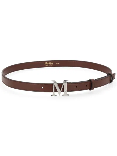 Max Mara Maximal Elegance Belt With Logo Buckle In Brown