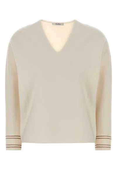 Max Mara Maximally Smooth Undici Stretch Wool Blend Sweater In Neutral