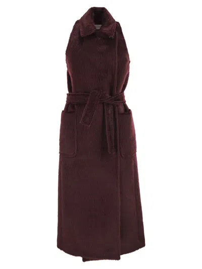 Max Mara Maxmara Abbozzi1234 Sleeveless Coat In Alpaca And Wool In Purple