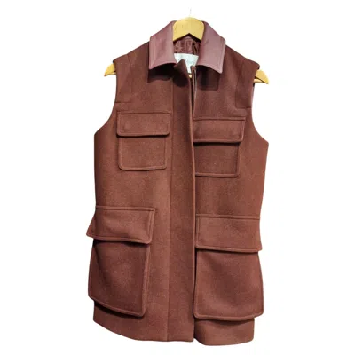 Pre-owned Max Mara Maxmara Aeroso1234 Burgundy Vest By , Wool, Alpaca, Cashmere In Red