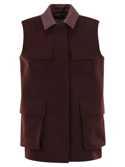 Max Mara Maxmara Aeroso1234 Long Waistcoat In Wool, Alpaca And Cashmere In Burgundy
