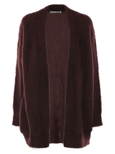 Max Mara Maxmara Affetto1234 Mohair Yarn Cardigan In Burgundy