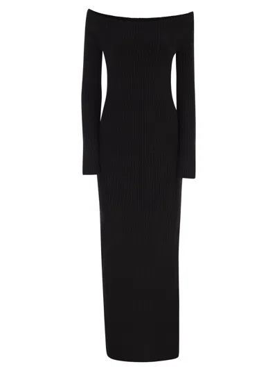 Max Mara Maxmara Arnes1234 Wool And Cashmere Sheath Dress In Black