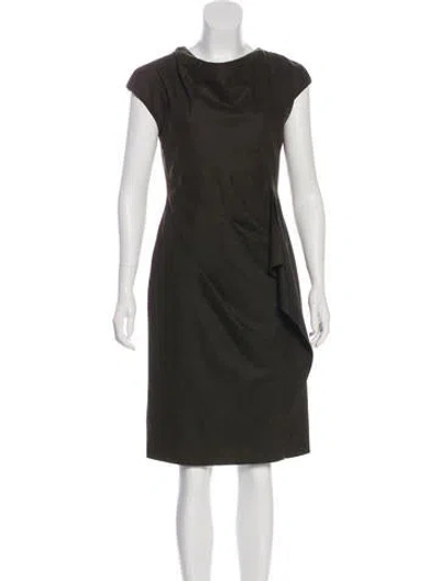 Pre-owned Max Mara Maxmara Cowl Neck Knee-length Dress In Green