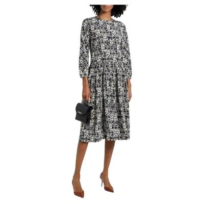Pre-owned Max Mara 's Maxmara Emanuel Tiered Printed Silk Midi Dress In Gray