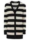 Max Mara Striped Virgin Wool Cardigan In Black