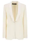 Max Mara Satin-trimmed Virgin Wool Gabardine Blazer In Neutral