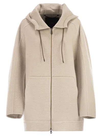 Max Mara Maxmara Gradi Double Layered Pure Cashmere Sweatshirt Coat In Neutral