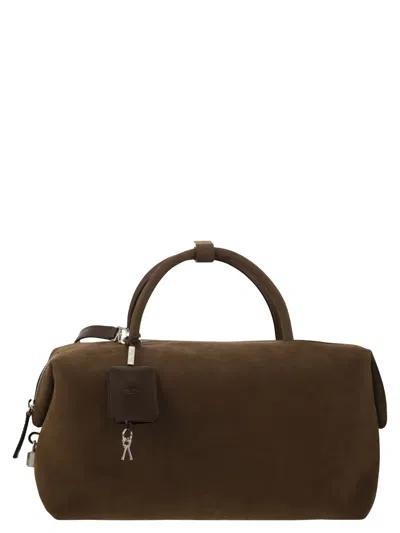 Max Mara Holdallsuede Large Satchel In Nubuck Leather In Brown