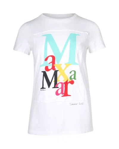 Max Mara Maxmara Humor Logo-print T-shirt In White Cotton Jersey