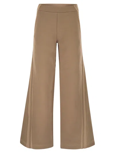 Max Mara High Waist Wide Leg Joggers With Seam Detailing In Brown