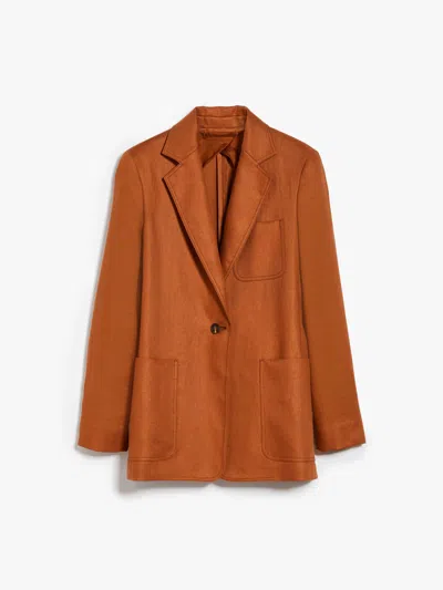 Max Mara Single-breasted Linen Blazer In Tobacco