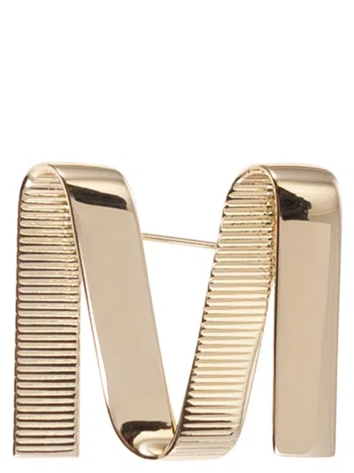 Max Mara Mgrosgrainpin Metal M Pin In Gold